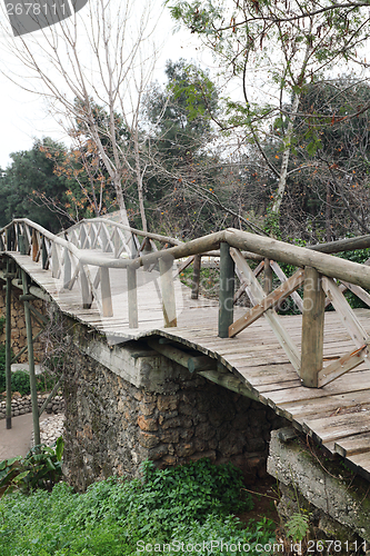 Image of Old wooden bridge. Antalya.
