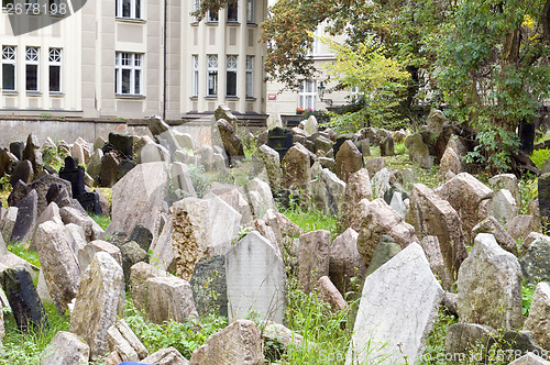 Image of Old Jewish Cemetery Prague Czech Republic crammed gravestones