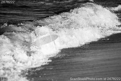Image of Foam and waves of sea black and white