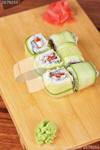 Image of cucumber sushi rolls