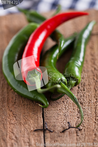 Image of Red and green chili peppers