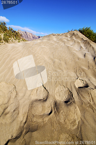 Image of abstract  dune beach  hil and mountain in   lanzarote spain 