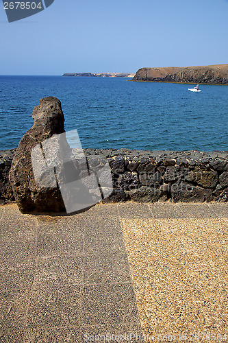 Image of pavment lanzarote    water yacht boat    summer 