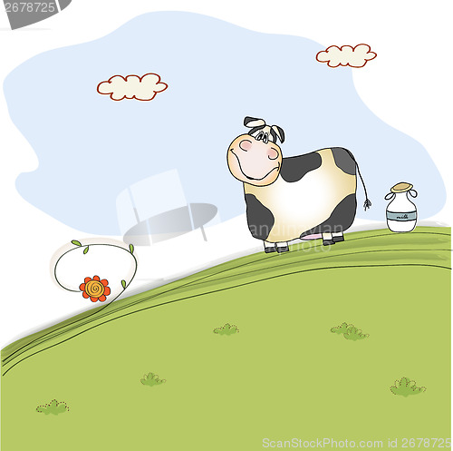 Image of cute cow on meadow