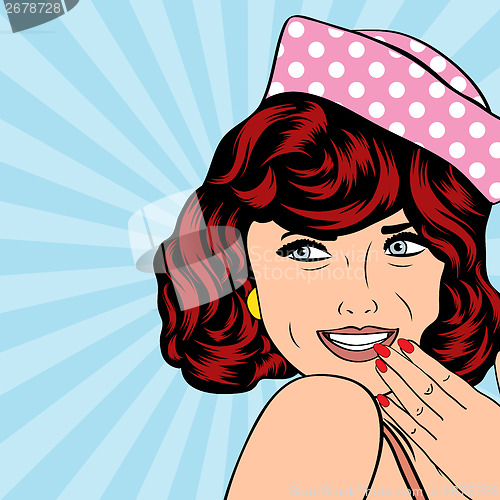 Image of cute retro woman in comics style