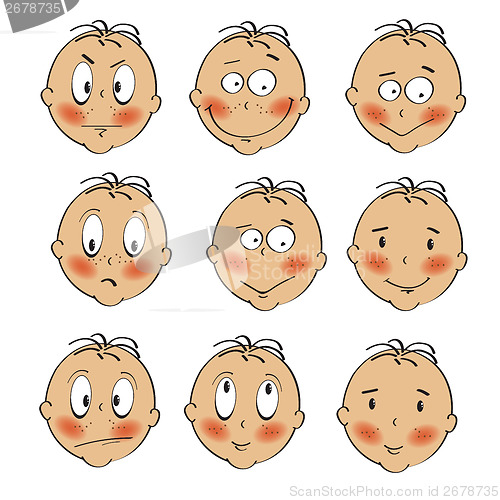 Image of baby boy faces collection on white background