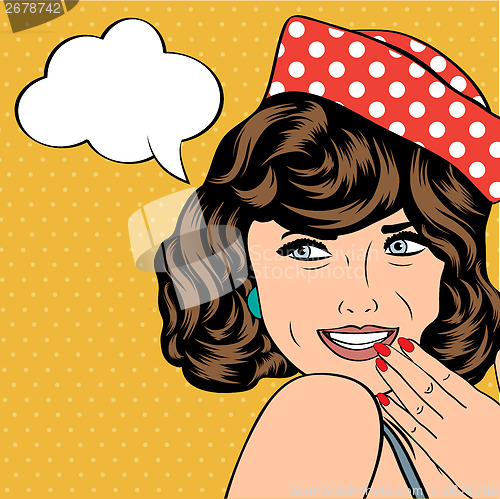 Image of cute retro woman in comics style