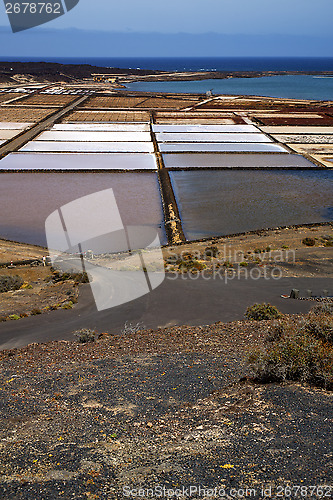 Image of water coastline salt in  lanzarote stone sky   summer 