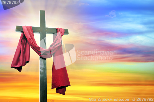 Image of cross on sky background