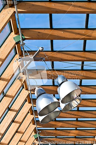 Image of  lamps in modern glass ceiing