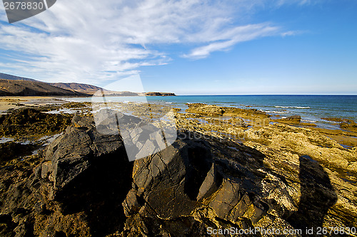 Image of in lanzarote  spain    water yacht boat coastline summer 