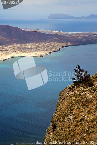 Image of flower spain  boat  yacht water  in lanzarote  graciosa 