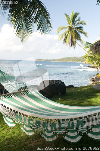 Image of hammock in sun resort Big Corn Island Nicaragua Caribbean Sea