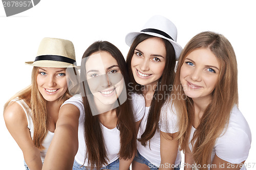 Image of Girls making self portrait with a smartphone