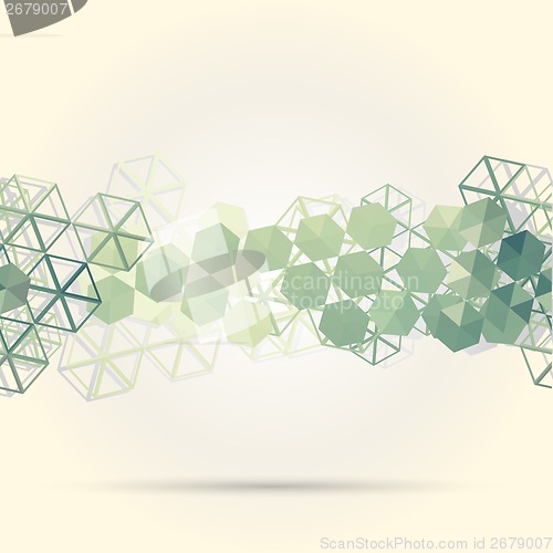 Image of Abstract background with green hexagons