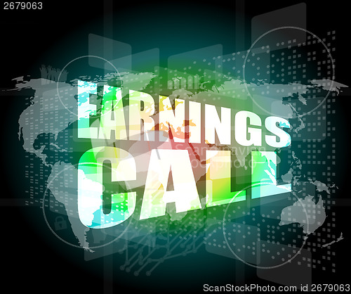 Image of earnings call words on touch screen interface