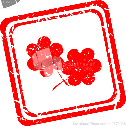 Image of flower symbol on red grunge web stamp