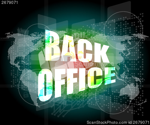 Image of word back office on digital touch screen