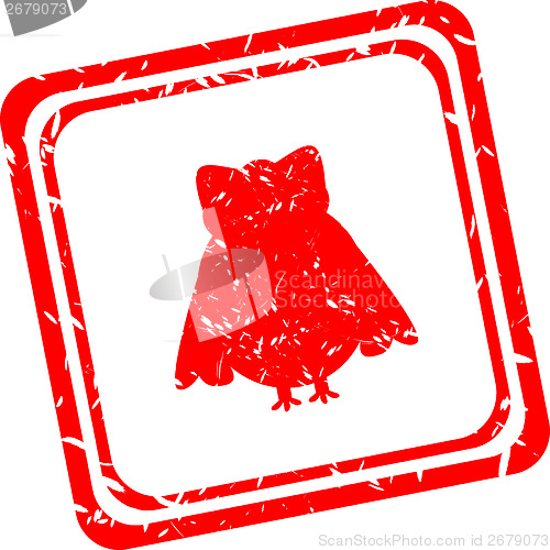 Image of Red stamp with owl family sign isolated on white