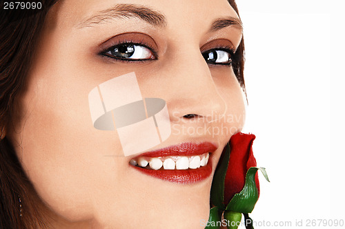Image of Closeup of woman's face.