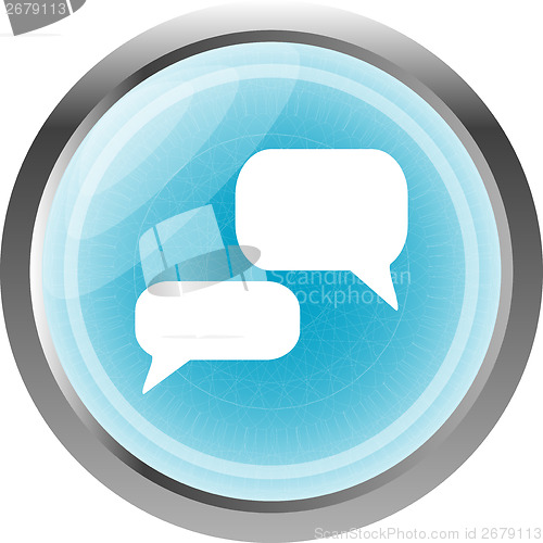 Image of speech cloud on blue web icon button