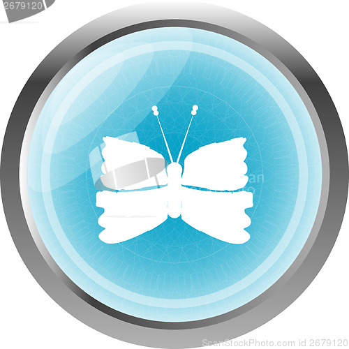 Image of Butterfly Icon on Internet Button Original Illustration