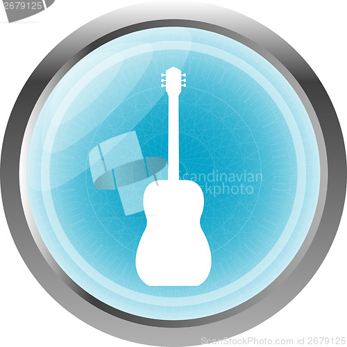 Image of electric guitar blue button isolated on white