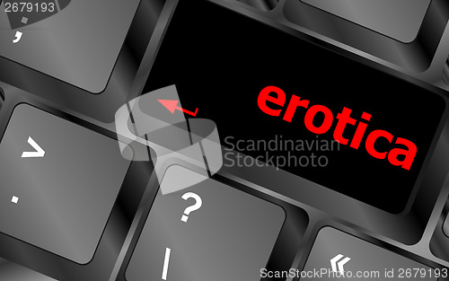 Image of erotica button on computer pc keyboard key