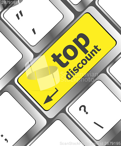 Image of top discount concept sign on computer key