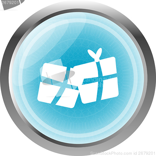 Image of blue icon with gift boxes set, holiday concept