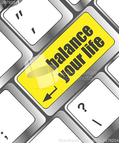 Image of balance your life button on computer keyboard