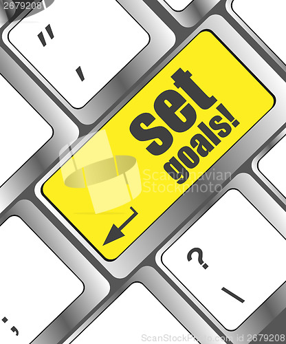 Image of set goals button on keyboard - business concept