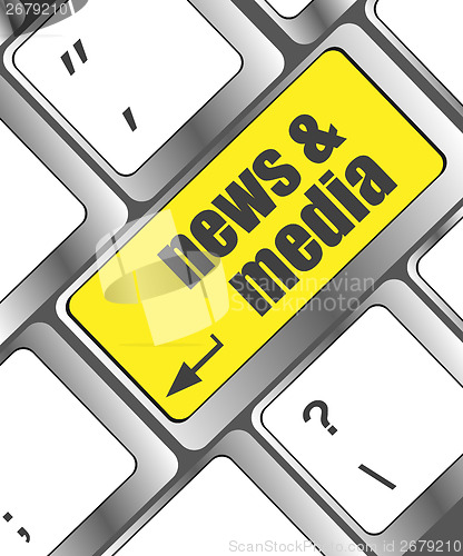 Image of Computer keyboard with news and media key. business concept