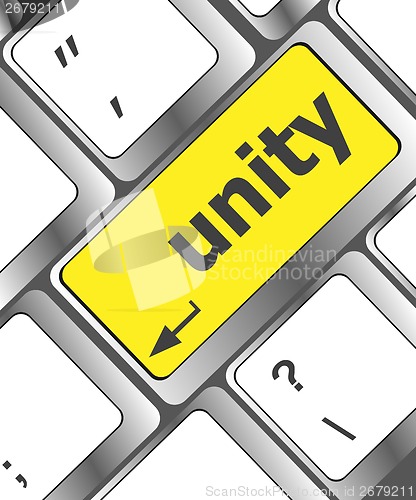 Image of unity word on computer keyboard pc key