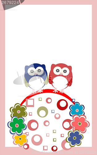 Image of Owl baby family invitation card for baby boy