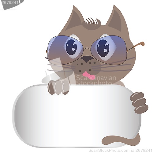 Image of gray cat with glasses
