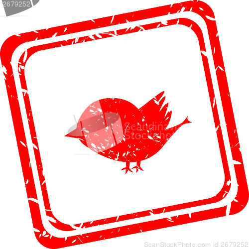 Image of Bird Red Grunge Stamp Web Icon Button