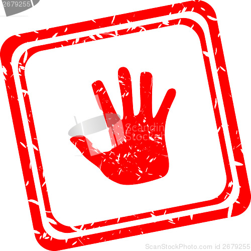 Image of Big hand symbol on red stamp isolated on white