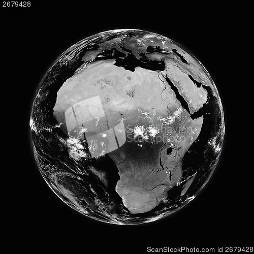 Image of Africa on black Earth