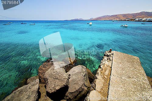 Image of village rusty metal yacht spain harbor 