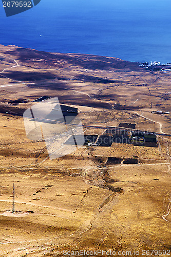 Image of coast lanzarote view from the top in  spain