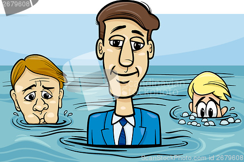 Image of head above water saying cartoon