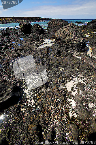 Image of  salt  sky light  beach water  in lanzarote  isle foam  