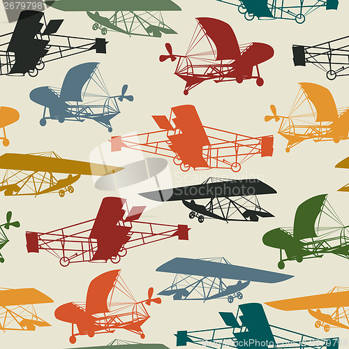 Image of Seamless pattern with historical planes