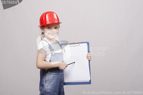 Image of The child helmet shows in a sheet of paper