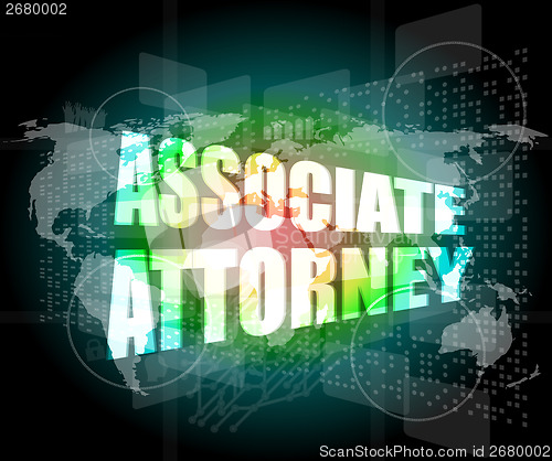 Image of associate attorney words on digital screen