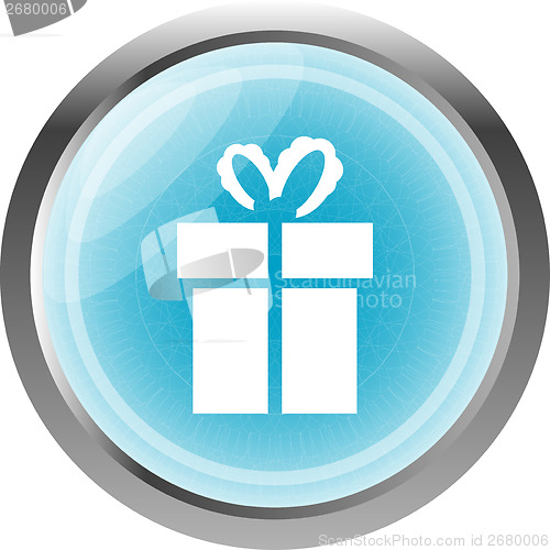 Image of gift box blue web button isolated on white