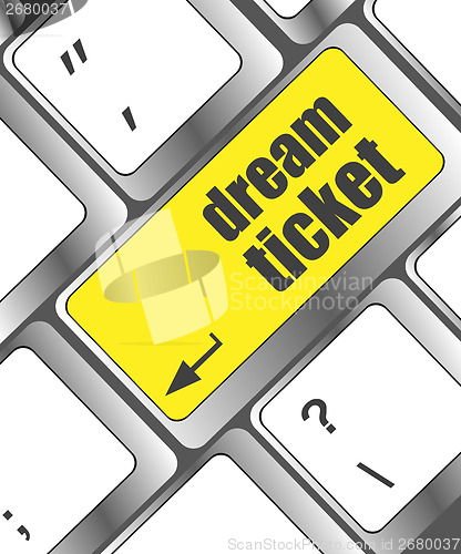 Image of dream ticket button on computer keyboard key