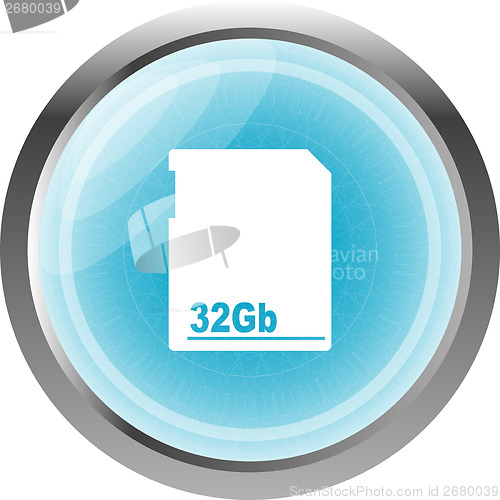 Image of flash memory card blue web button (icon) isolated on white
