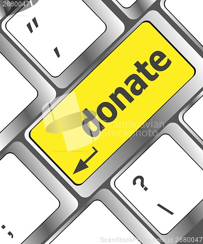 Image of donate button on computer keyboard pc key